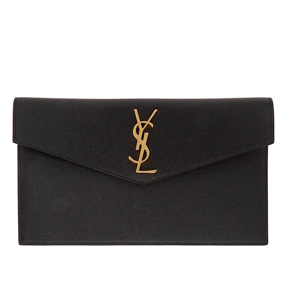 Saint Laurent Monogram Calf Skin Envelope Clutch